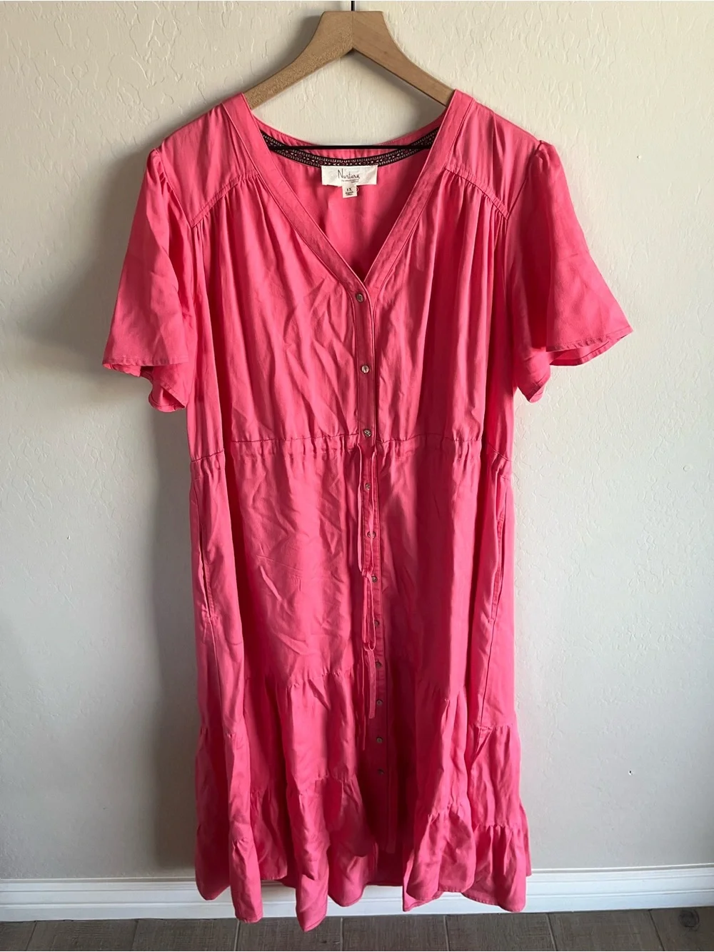 Nurture By Westbound Women’s Coral Pink Maxi Dress Size 1X Pockets Feminine Plus